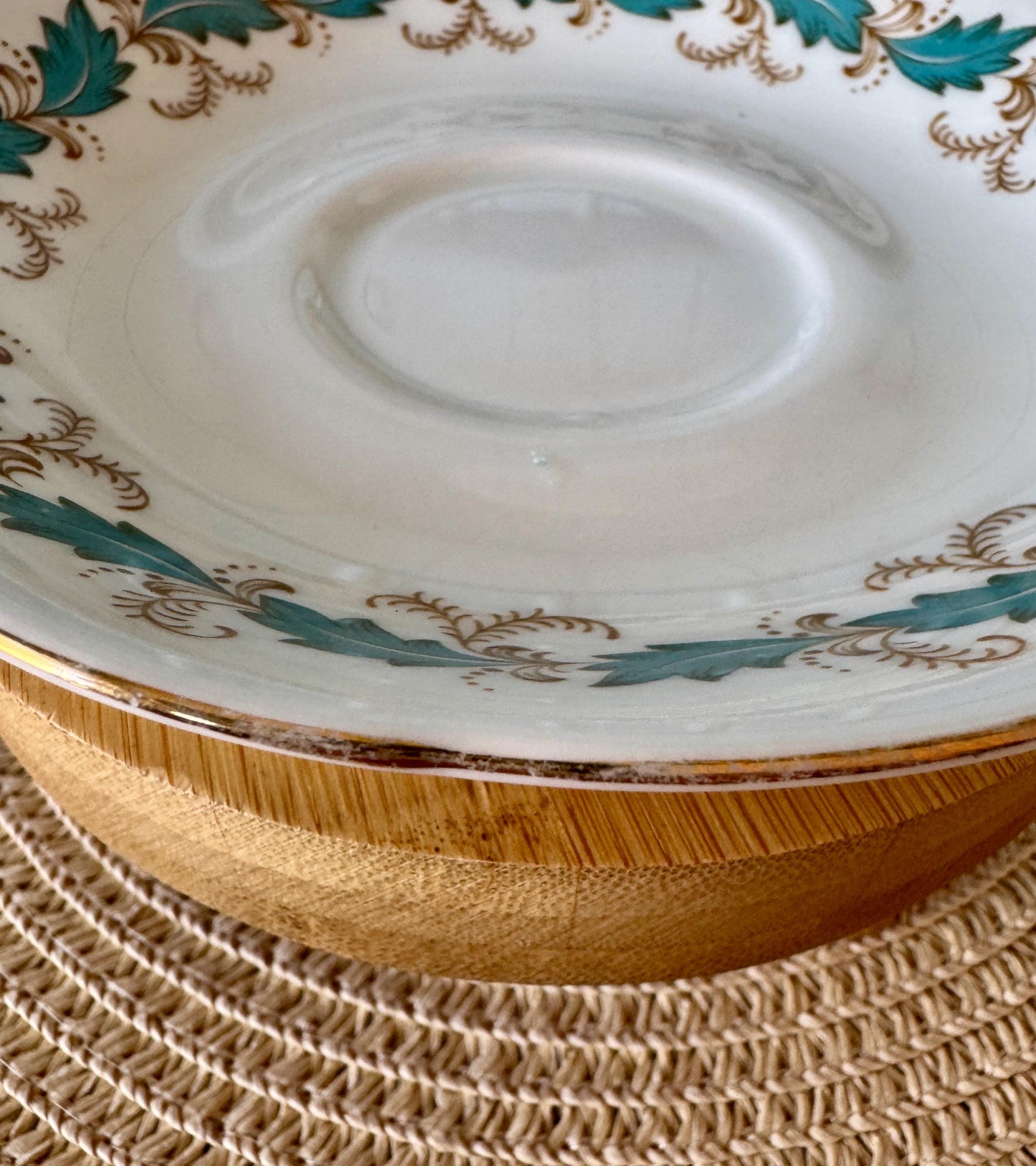 Vintage 1970s Paragon Affection Blue Leafs Gold Duo, Bone China, Floral Blue Leaf Design, Preciously Loved, Appointment HM Queen Elizabeth