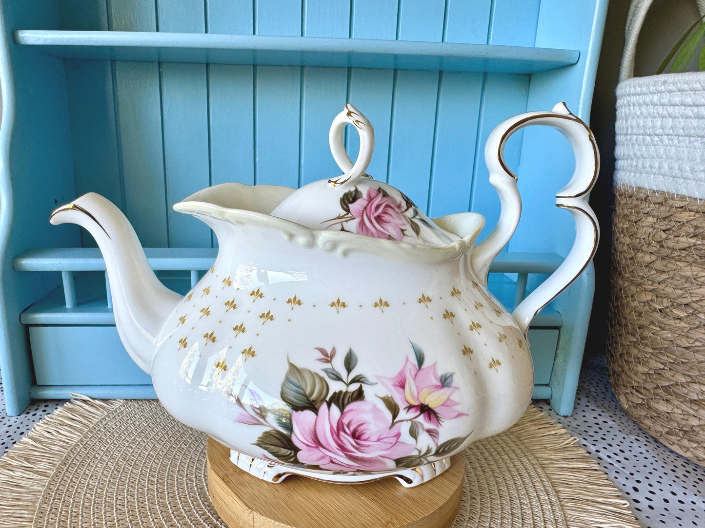 Extremely Rare Royal Albert Marie Louise Teapot, Rarer Than Senorita, Vintage Collectors Piece, Hard 2 Find, 10 Inch Teapot, Made in England