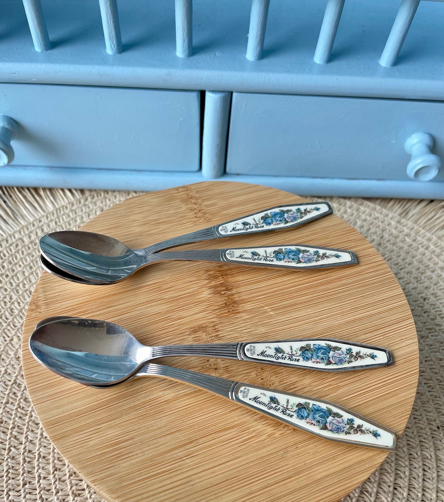 Vintage Royal Albert "Moonlight Rose" TeaSpoon, 4 Spoons Available, Silver Plated, Previously Loved Vintage, For HighTea, Made In England