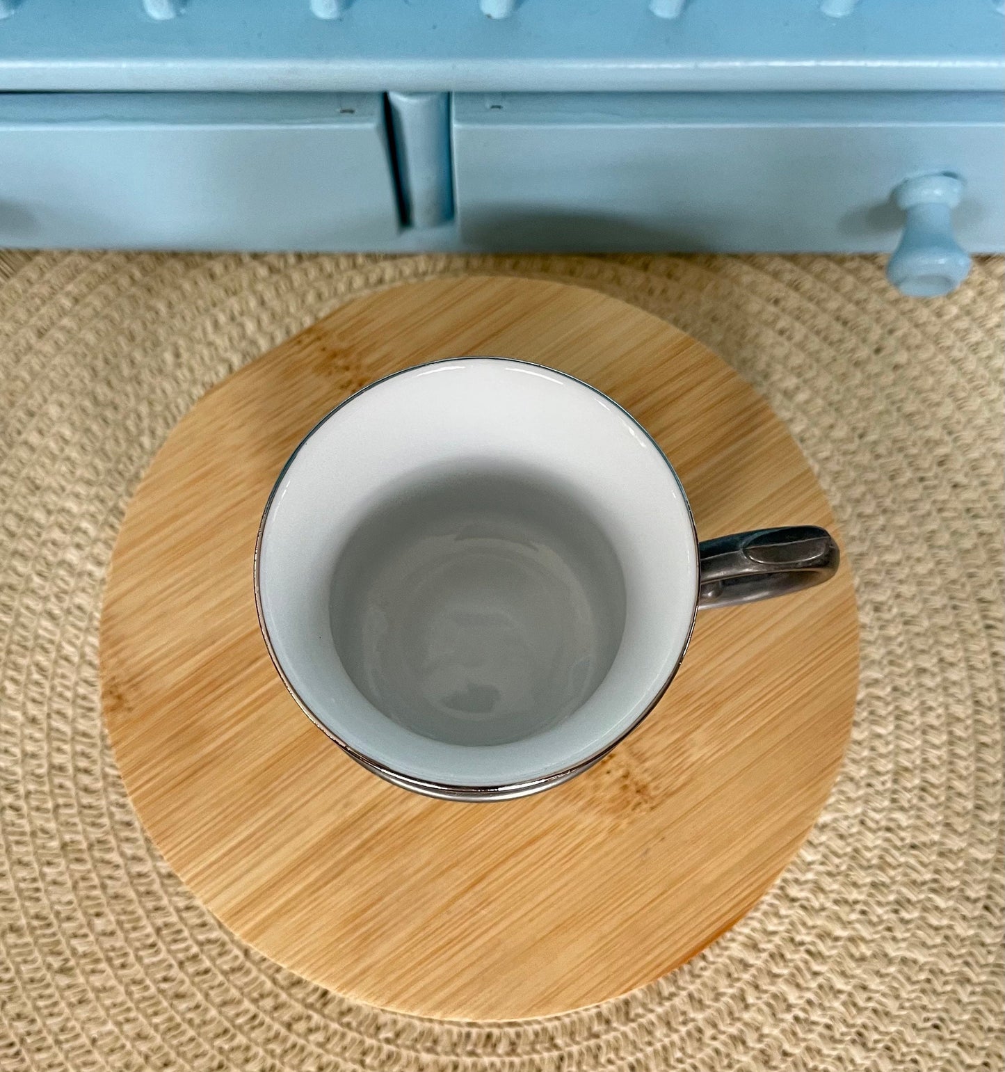 Beautiful Vintage Tin Cup Holder with Bareuther Bavaria Porcelain Teacup, Previously Loved Antique, Collectors Item, Lovely, Made In Germany