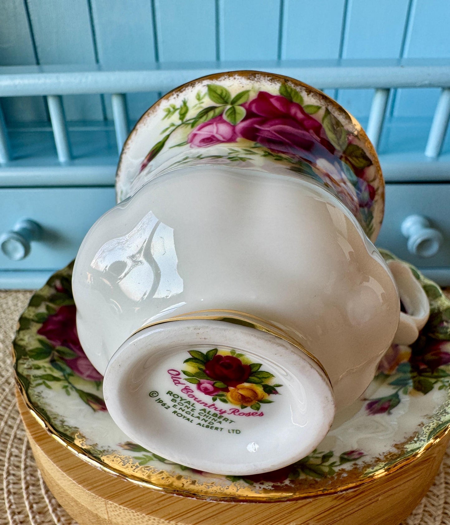 Vintage Royal Albert 25th Anniversary 'Old Country Roses' CoffeeCup and Saucer, Fine Bone China, Special Edition Royal Albert, England