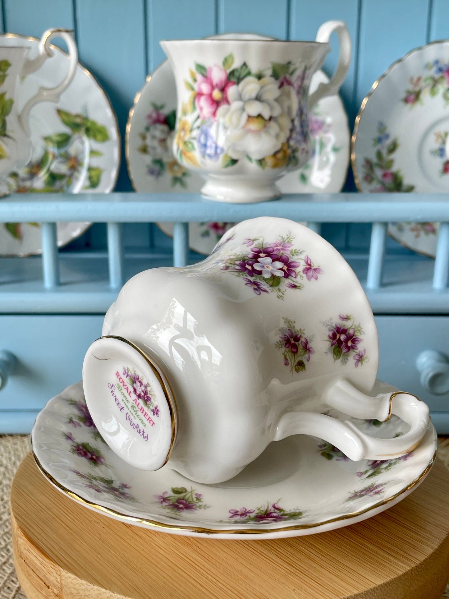 Beautiful Vintage Royal Albert Ladies Sized Tea Cup and Saucer. Fine Bone China, Sweet Violets Series, Previously Loved Vintage Cup