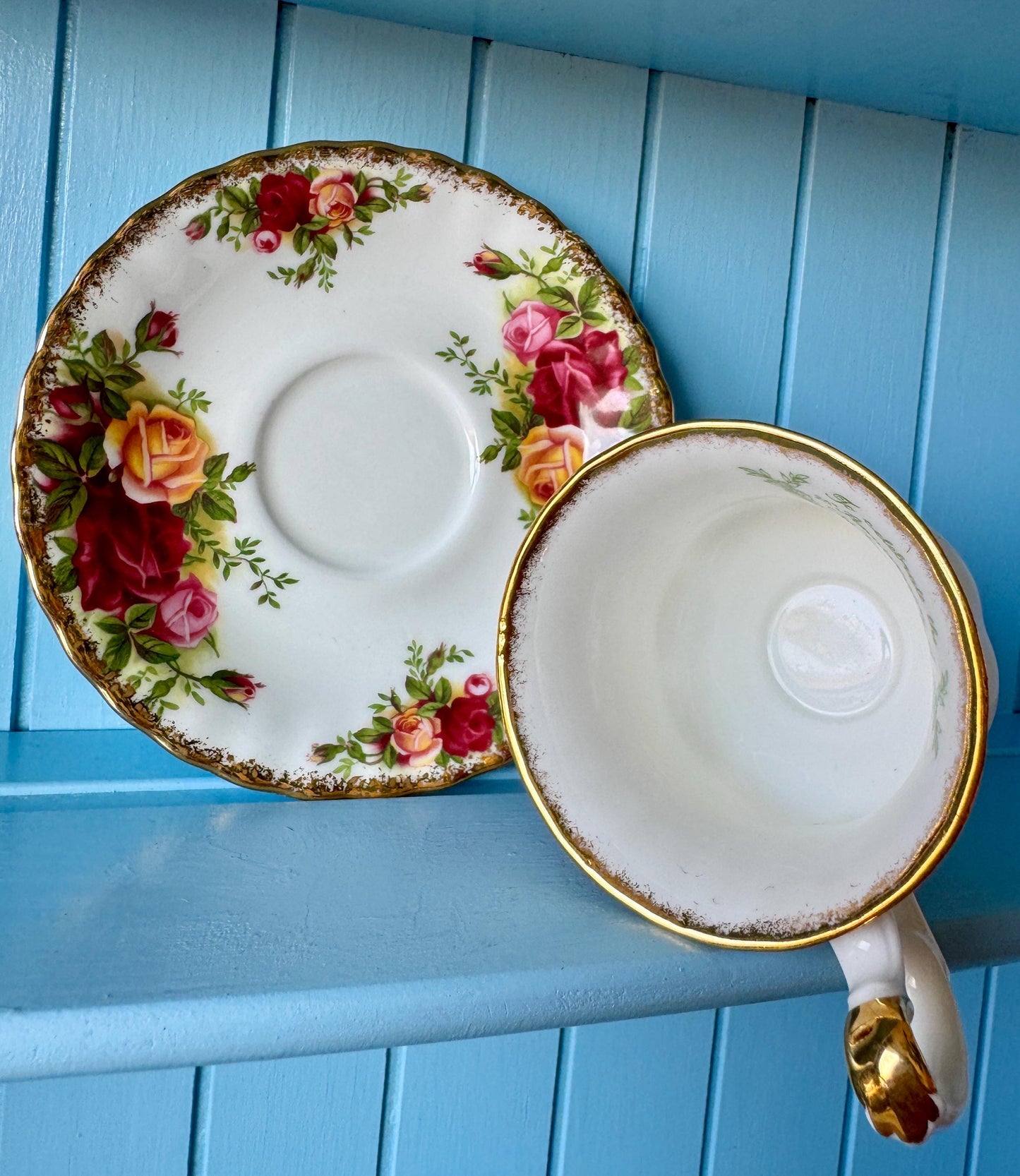 Vintage Royal Albert 25th Anniversary 'Old Country Roses' CoffeeCup and Saucer, Fine Bone China, Special Edition Royal Albert, England