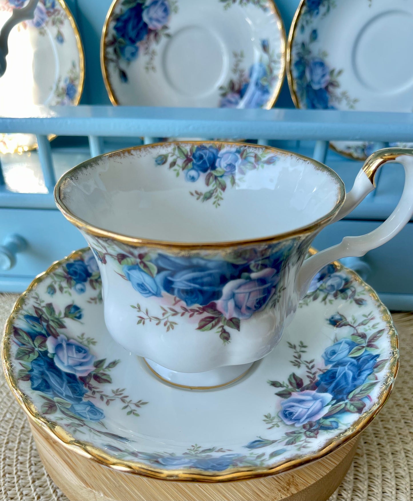 Beautiful Vintage Male Sized Royal Albert "Moonlight Rose" Teacup & Saucer, Made in England, Previously Loved, Display Piece, High-Tea Party