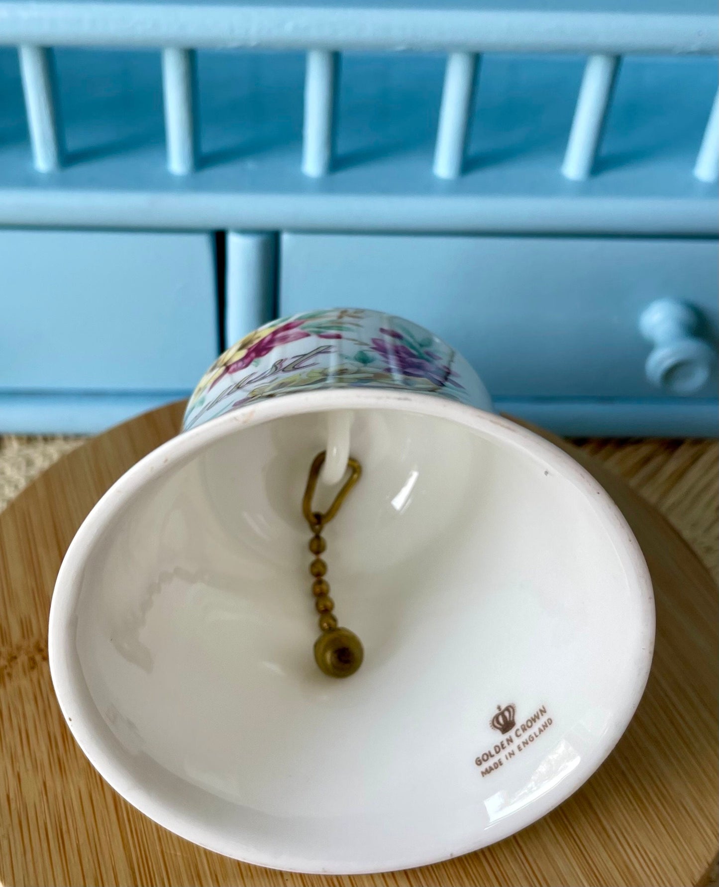 Vintage Golden Crown Bell, Wedding Bell Gift, Fine Bone China, Previously Loved, Perfect Gift For Wedding, Month August, Pretty Antique Bell
