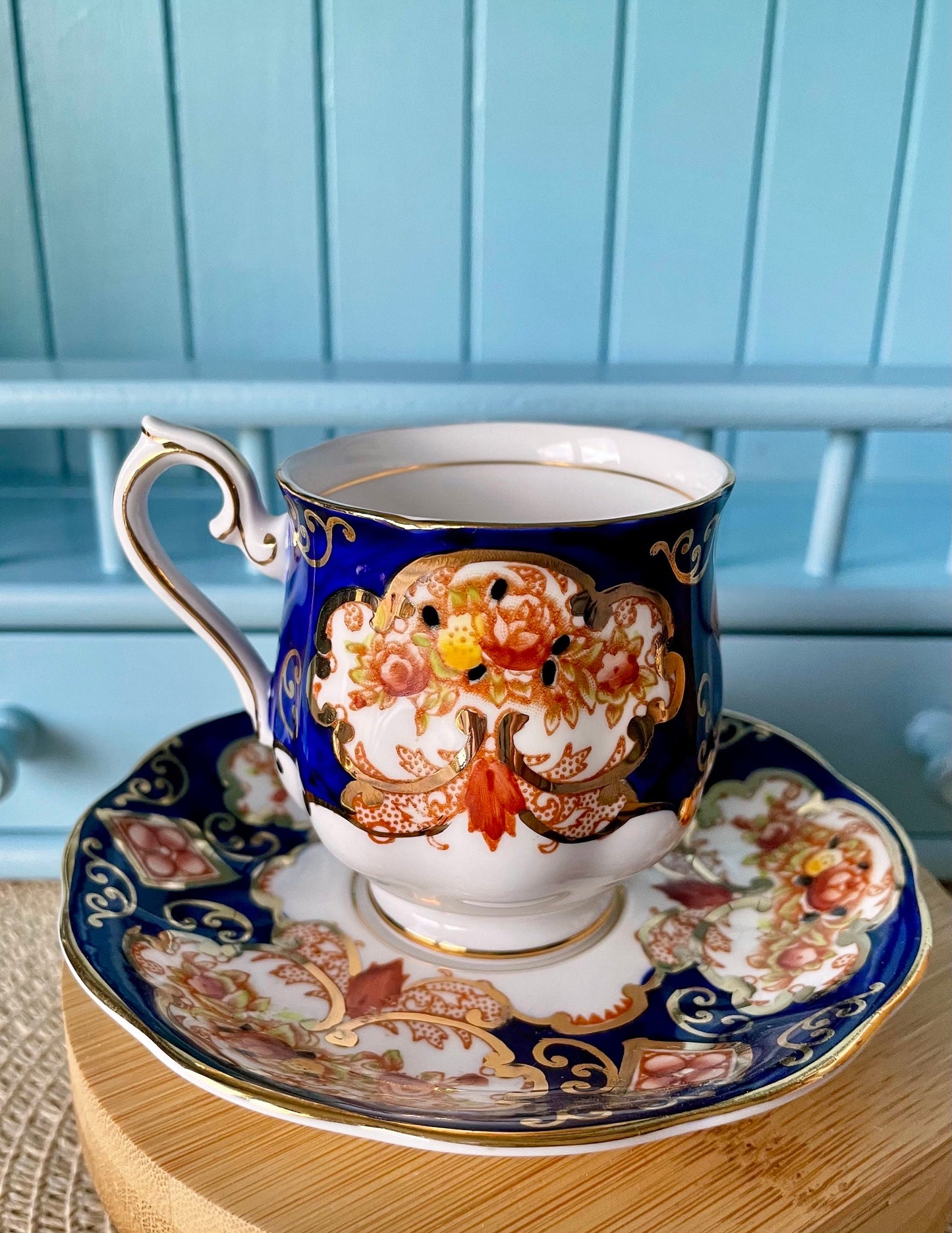 Set Of Two Royal Albert "Heirloom" Espresso & Saucers, Bone China, Previously Loved Vintage, Display Piece, High-Tea, Espresso, England