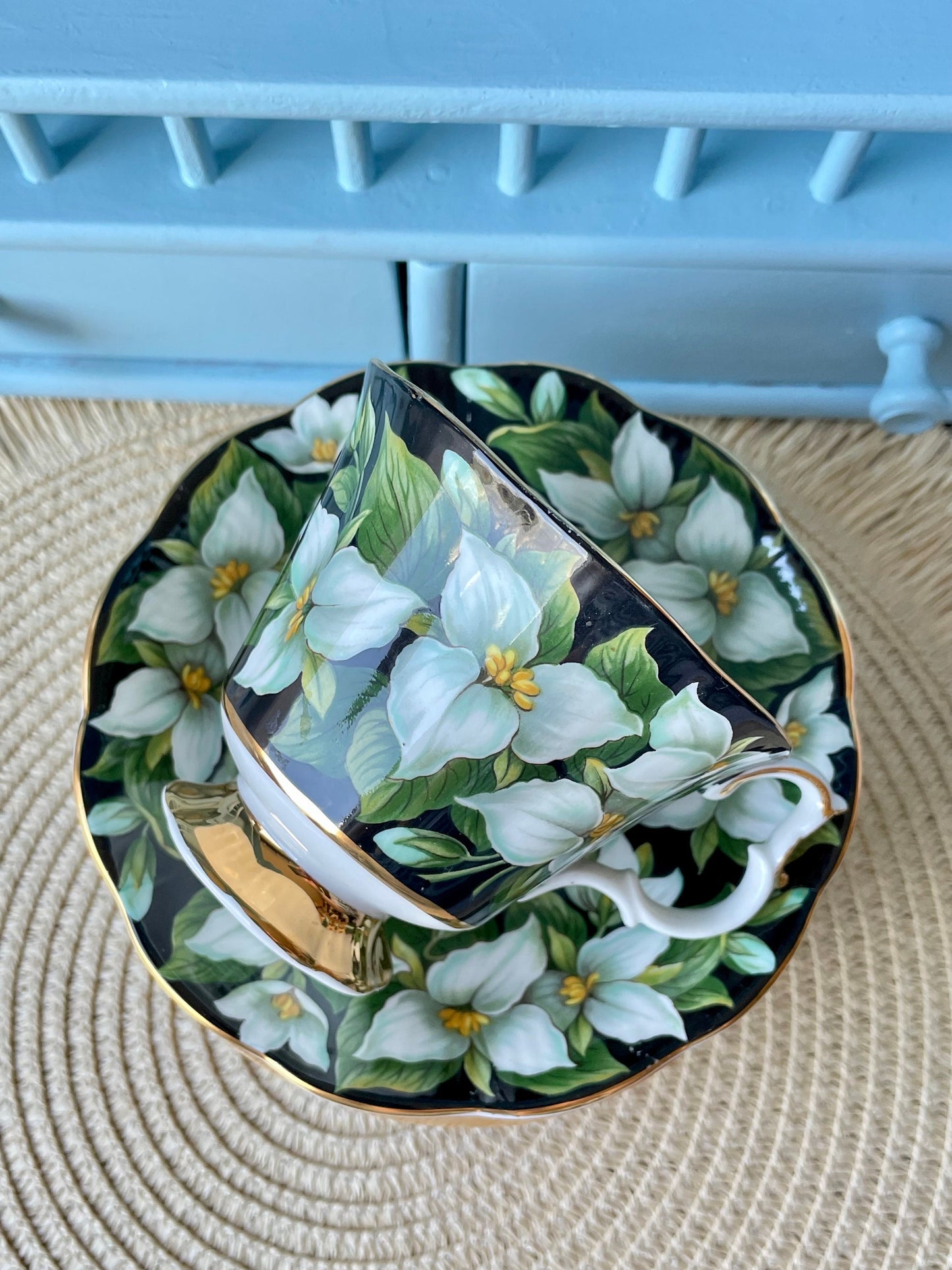 Vintage Royal Albert "Trillium" Provincial Flowers TeaCup & Saucer, Fine Bone China, Previously Loved Vintage, HighTea Party, Male Sized