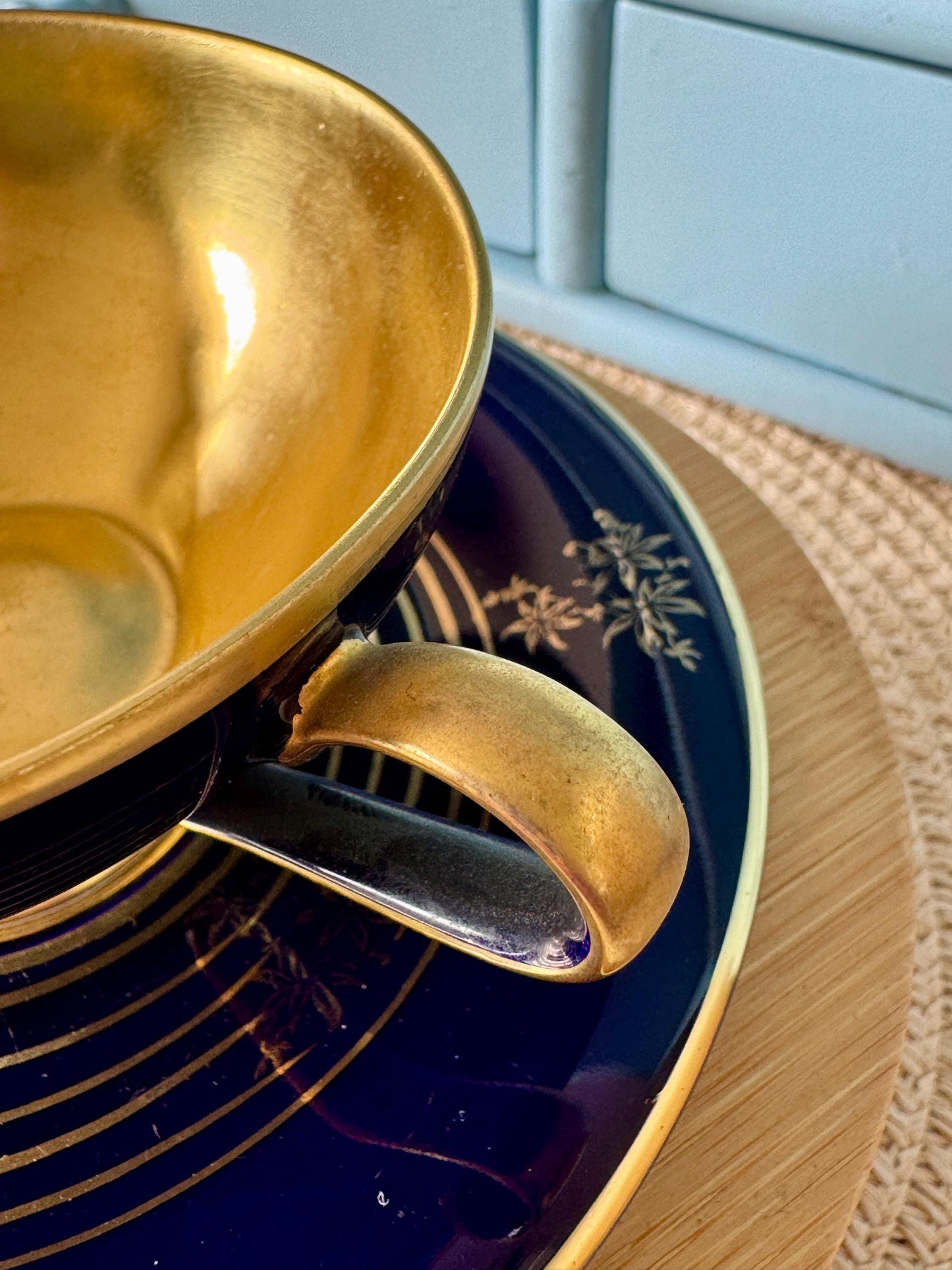 Vintage Wolf Kueps Echt Cobalt Demitasse Set, Perfect Gold Interior, Vintage German Porcelain, Cobalt Blue & Gold, Bavarian Demitasse TeaSet