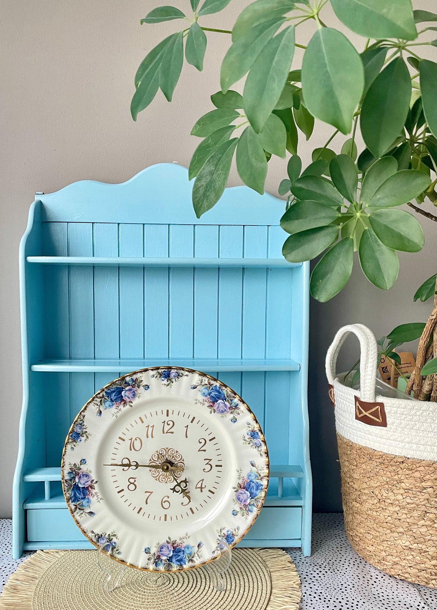 Hard to Find Royal Albert 'Moonlight Rose' Astral Quartz Clock: Timeless Elegant Wall Piece, Beautiful Blue Roses Decor, Made in England