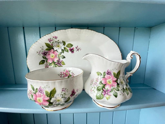 Super Cute Vintage 'Paragon' Flower Festival 3 Piece Creamer