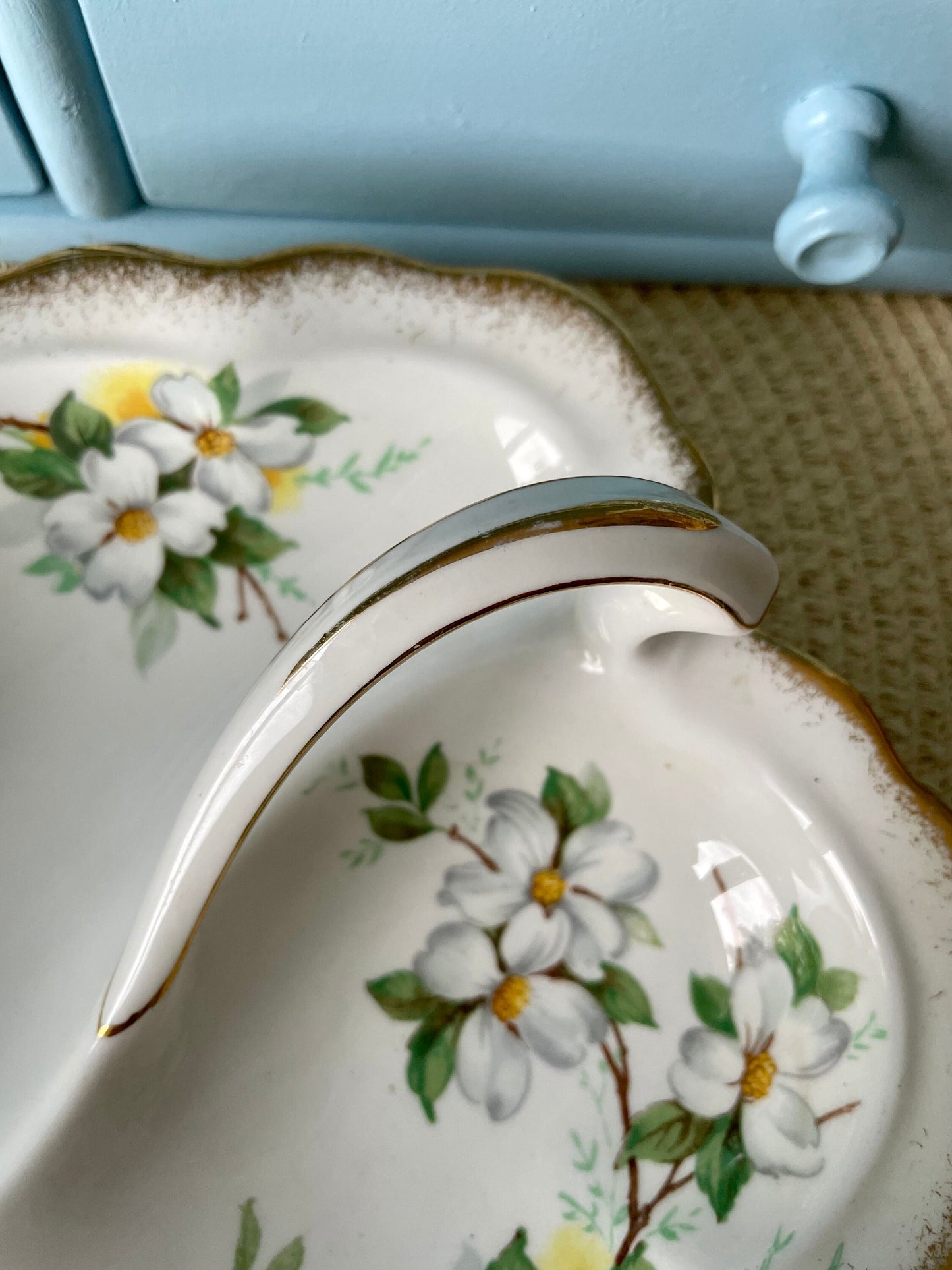 Hard To Find Vintage Royal Albert Dogwood Leaf Shaped Dish