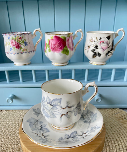 Vintage Royal Albert Silver Maple Espresso Cup & Saucer