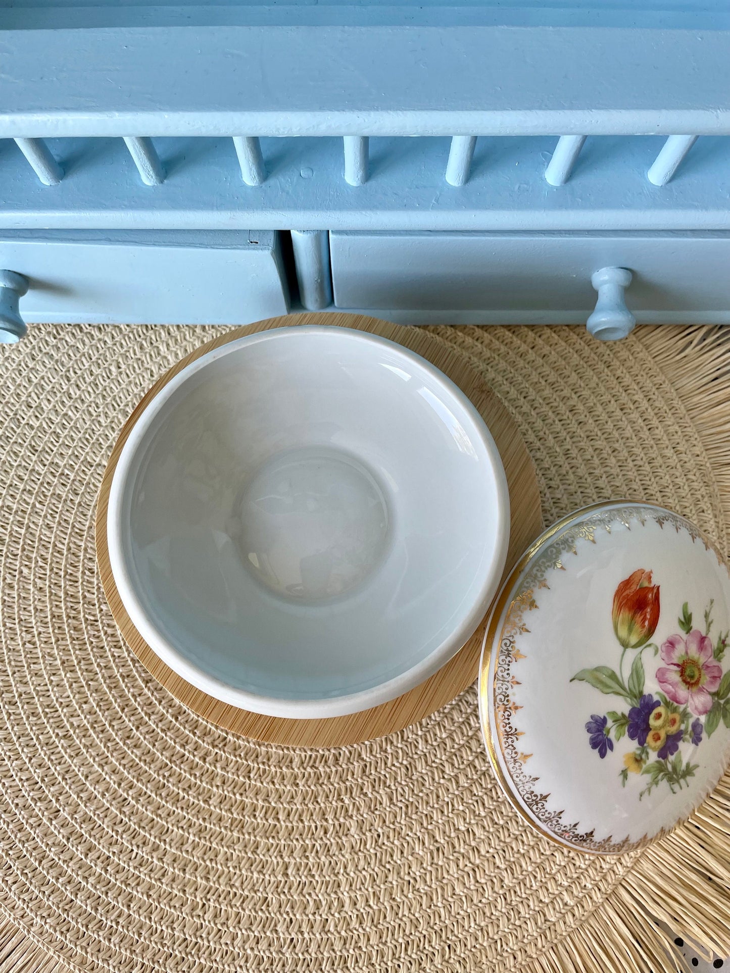 Hard To Find Vintage Limoges France Floral Lidded Trinket Bo