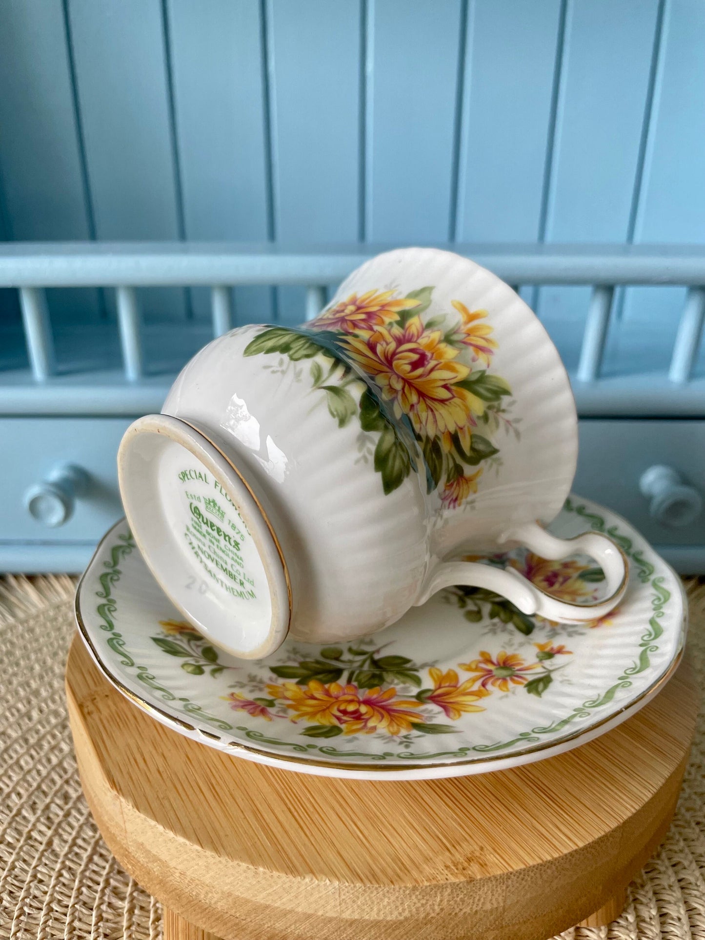 Vintage Royal Queens Bone China 'November' Lady Sized Teacup