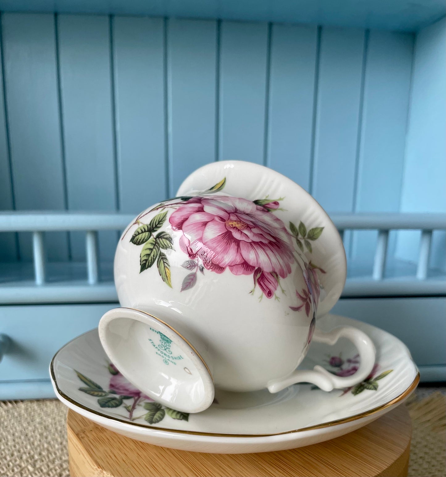 Vintage Crown Staffordshire Tea Cup and Saucer