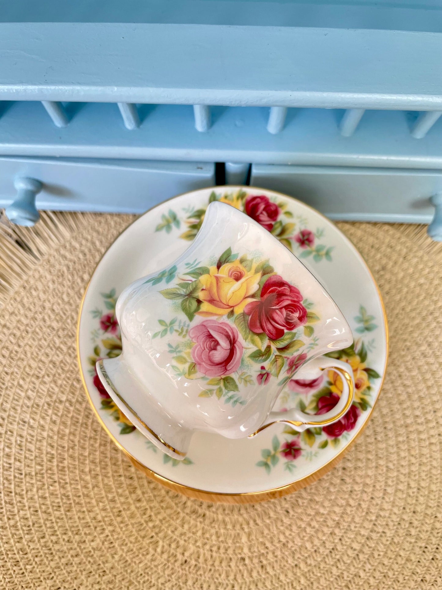 Exquisite Balmoral Castle Rose Flower Teacup and Saucer