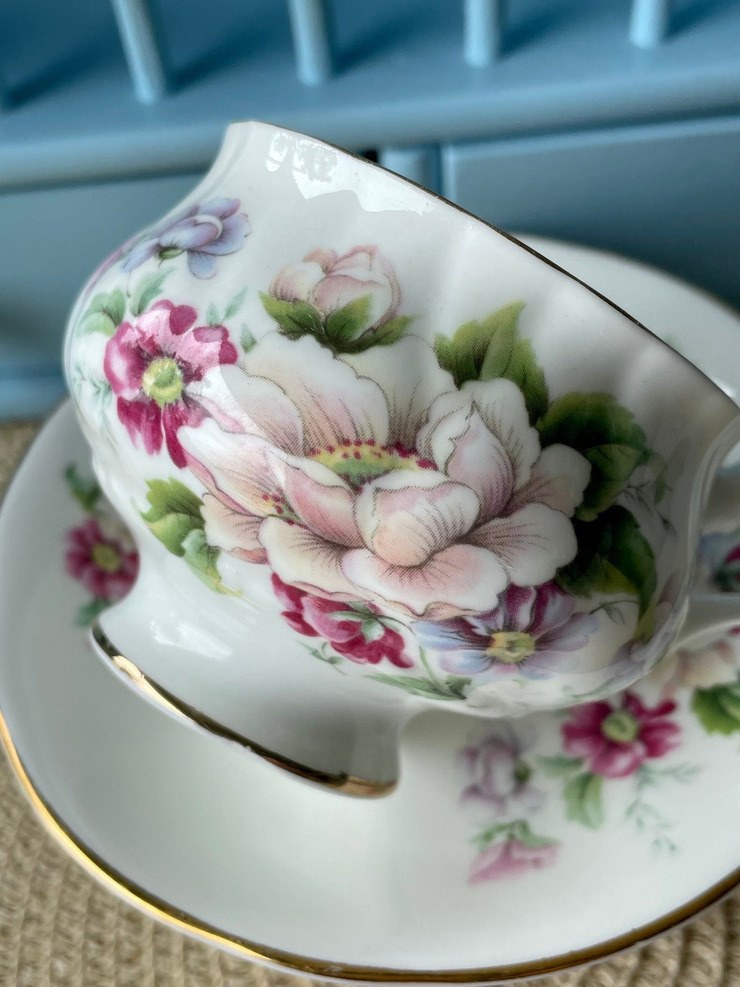 Vintage Springfield Fine Bone China Tea Cup and Saucer - A T