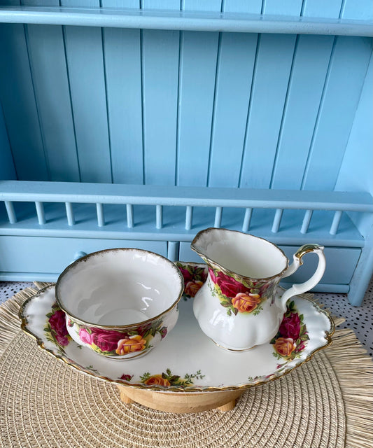 Vintage Royal Albert "Old Country Roses" 3 Piece Creamer Set