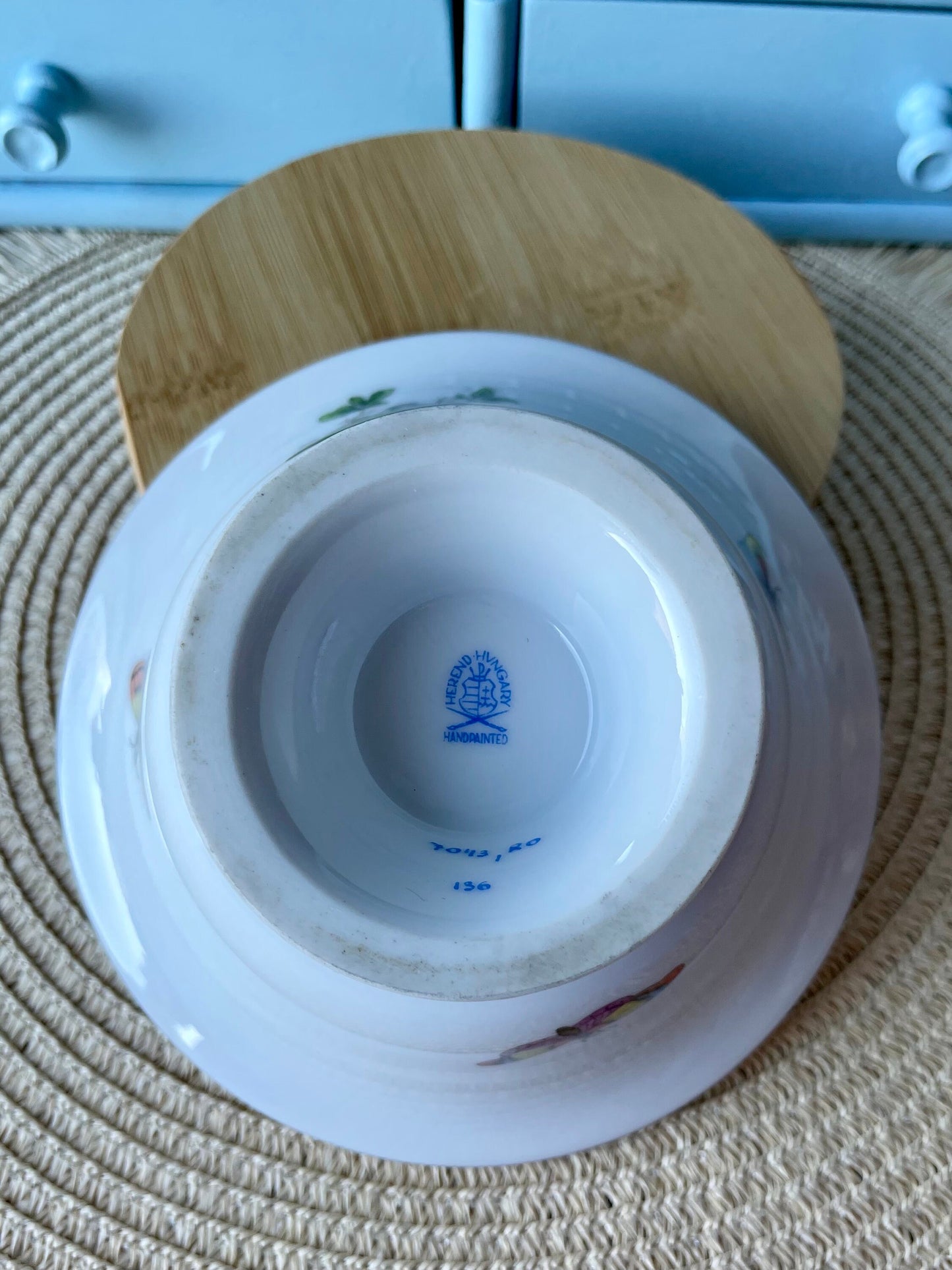 Pretty Vintage Herend Rothschild Birds Footed Bowl