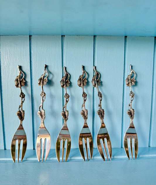 Vintage Sola "Finial Leaf and Lady Bug" Forks