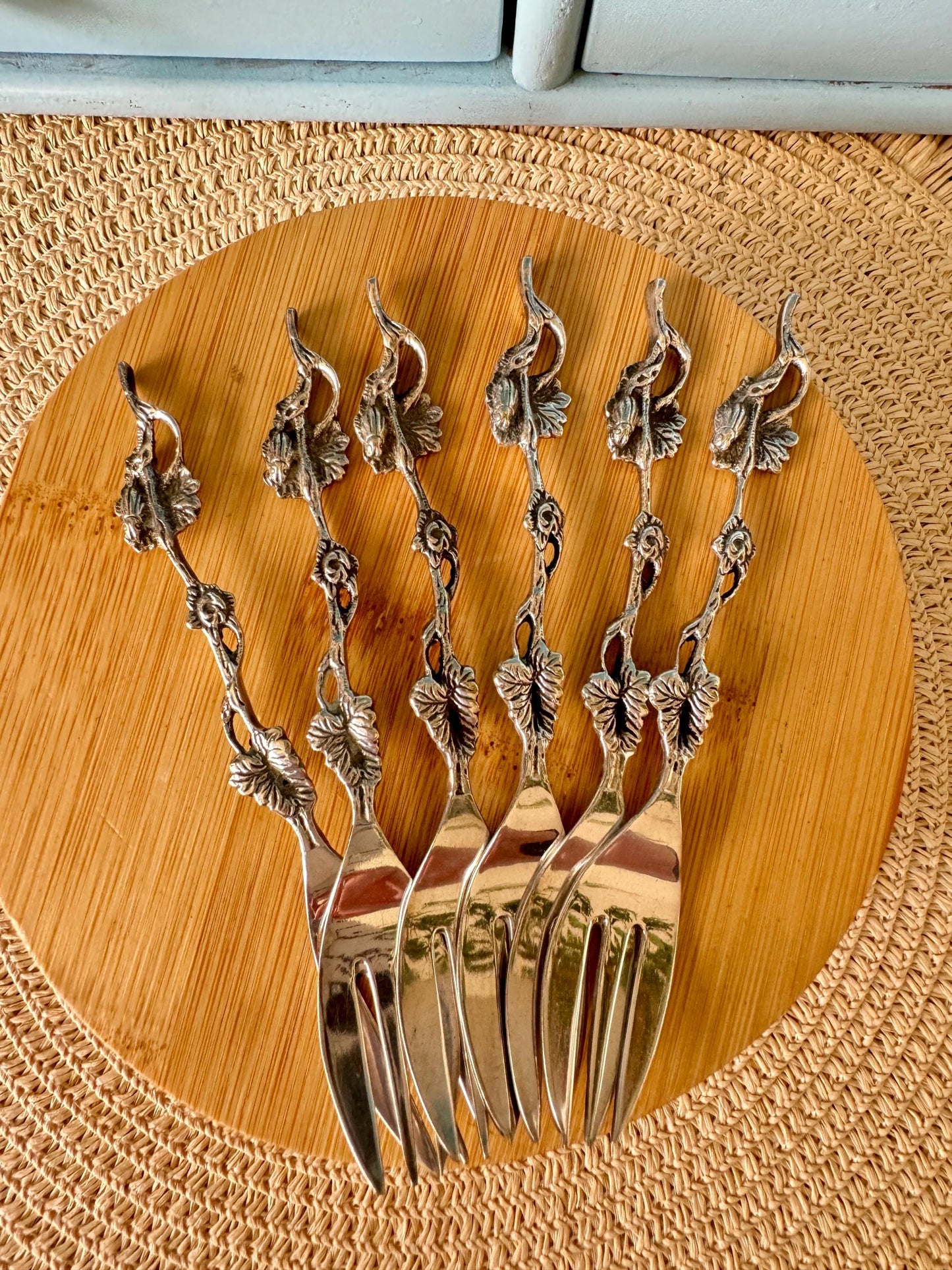 Vintage Sola "Finial Leaf and Lady Bug" Forks