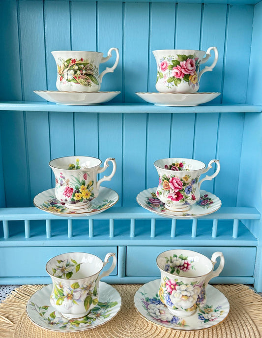 Set of 6 Vintage Royal Albert Coffee Cups and Saucers