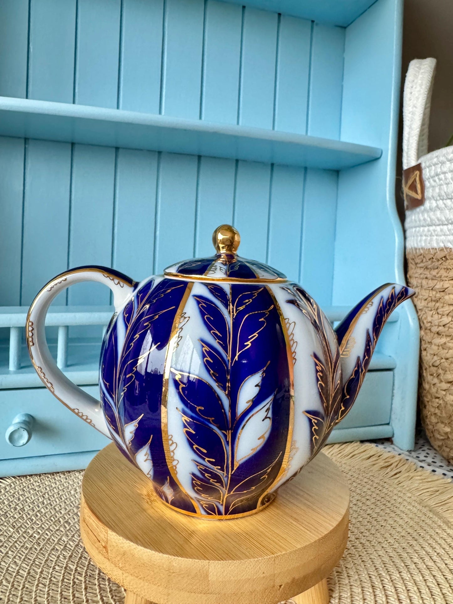 Vintage "Lomonosov" Winter Night Kobalt Blue Teapot
