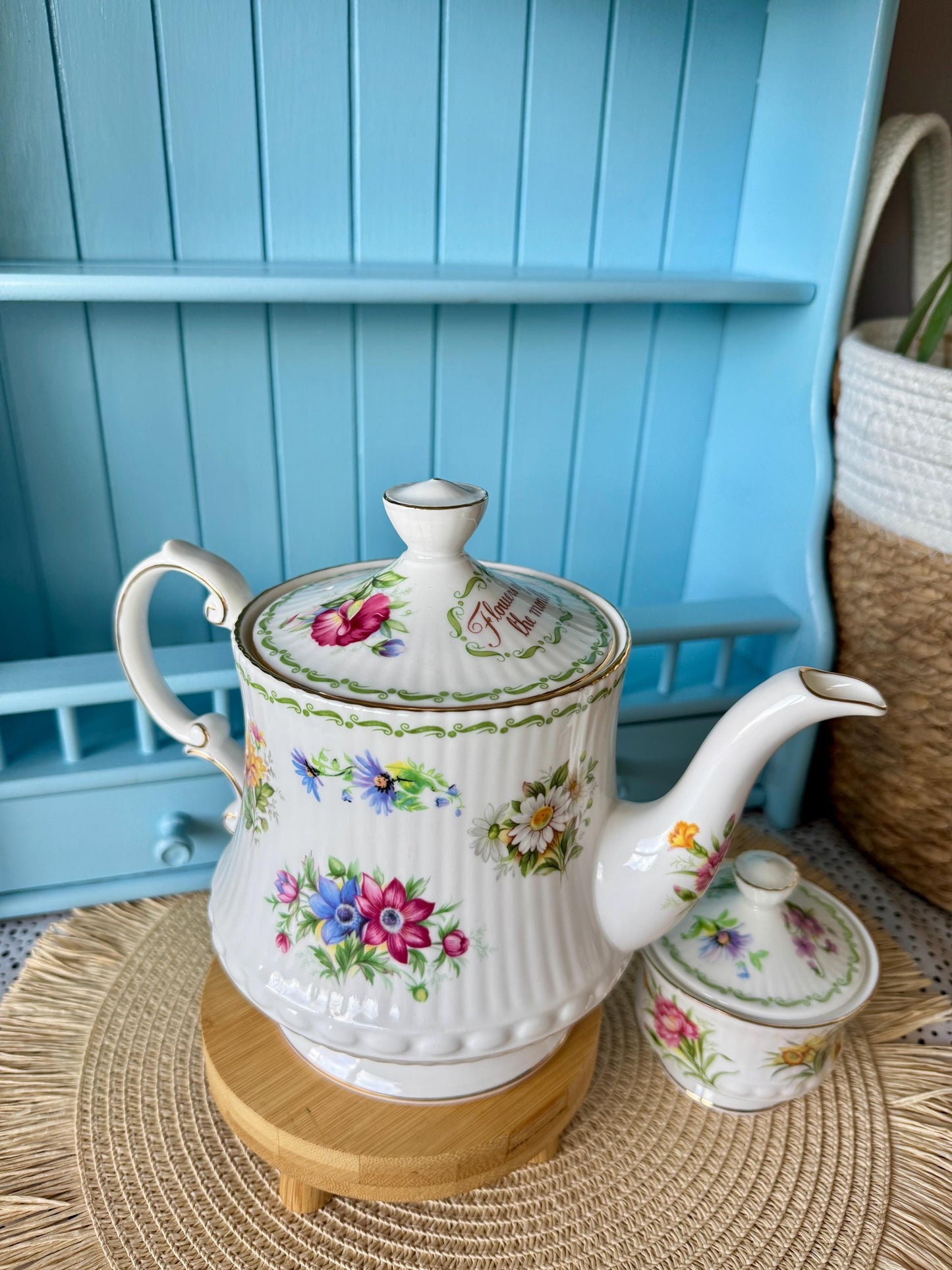 Hard to Find Vintage Queens 'Flower of the Month' TeaPot