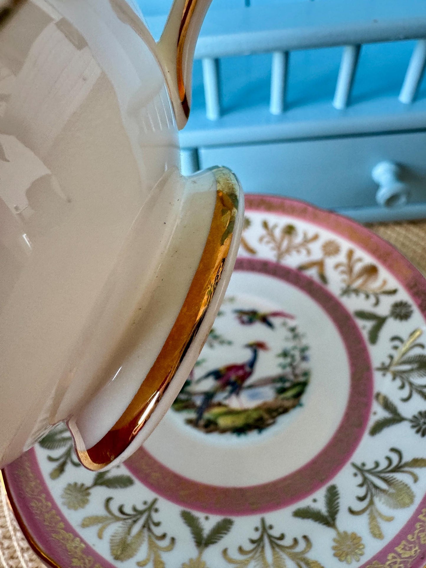 Vintage Royal Grafton 'Pink Bird Of Paradise' Wide Mouth Tea