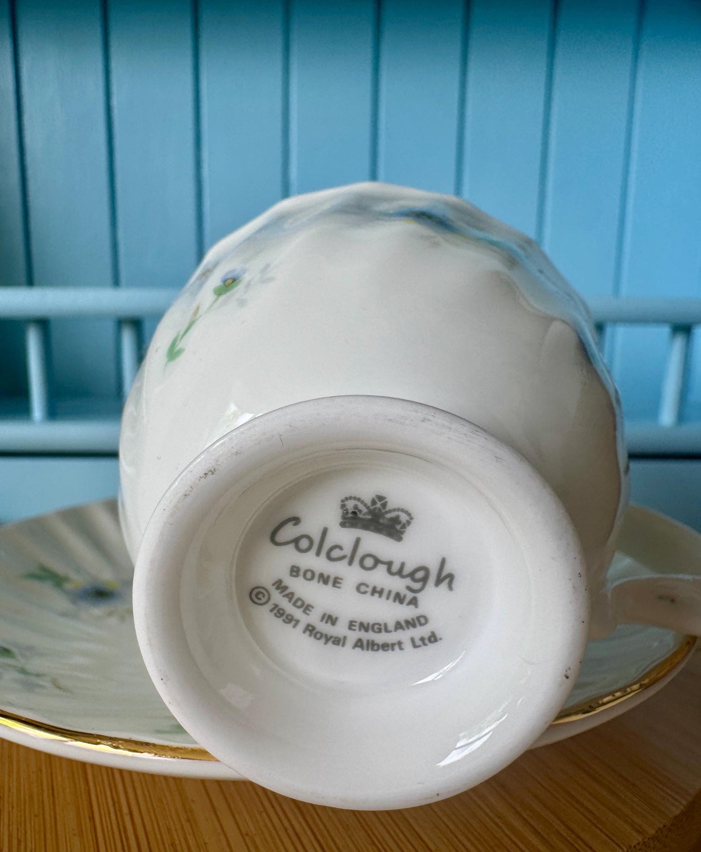 Vintage Colclough Royal Albert Coffee Cup & Saucer: Baby Blu