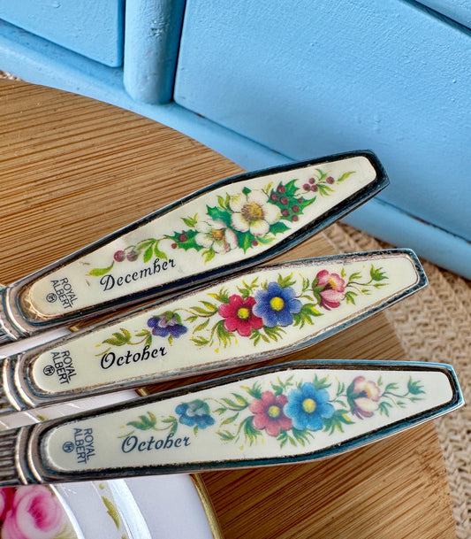 Vintage Royal Albert "Flower Of The Month" Spoons