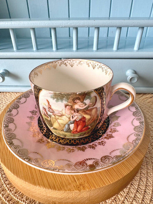 Antique Royal Vienna Fragonard Espresso Cup & Saucer
