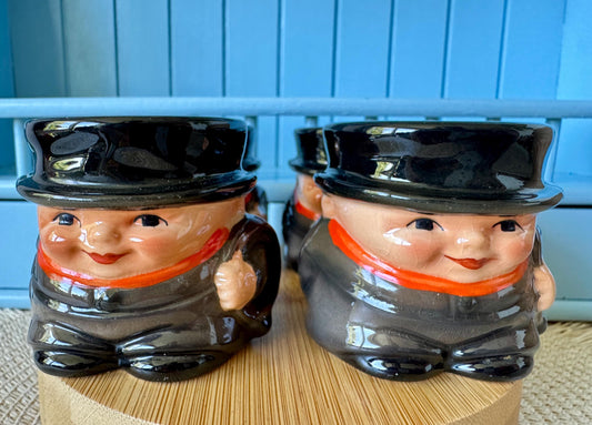 Set of 4 Vintage Goebel 1973 Chimney Sweep Egg Cups