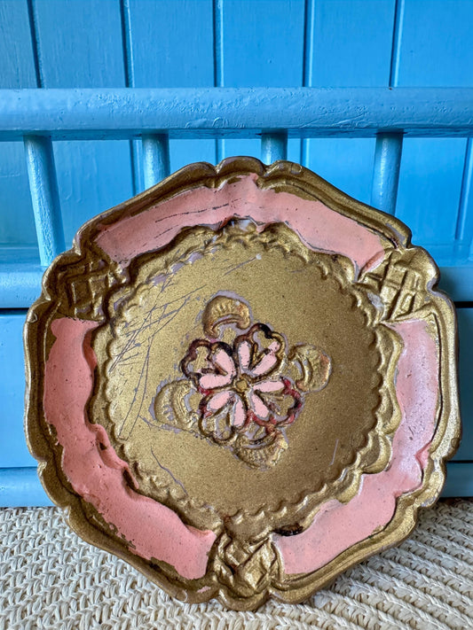 Vintage Italian Florentine Multicolored Gold Rococo Gilded C