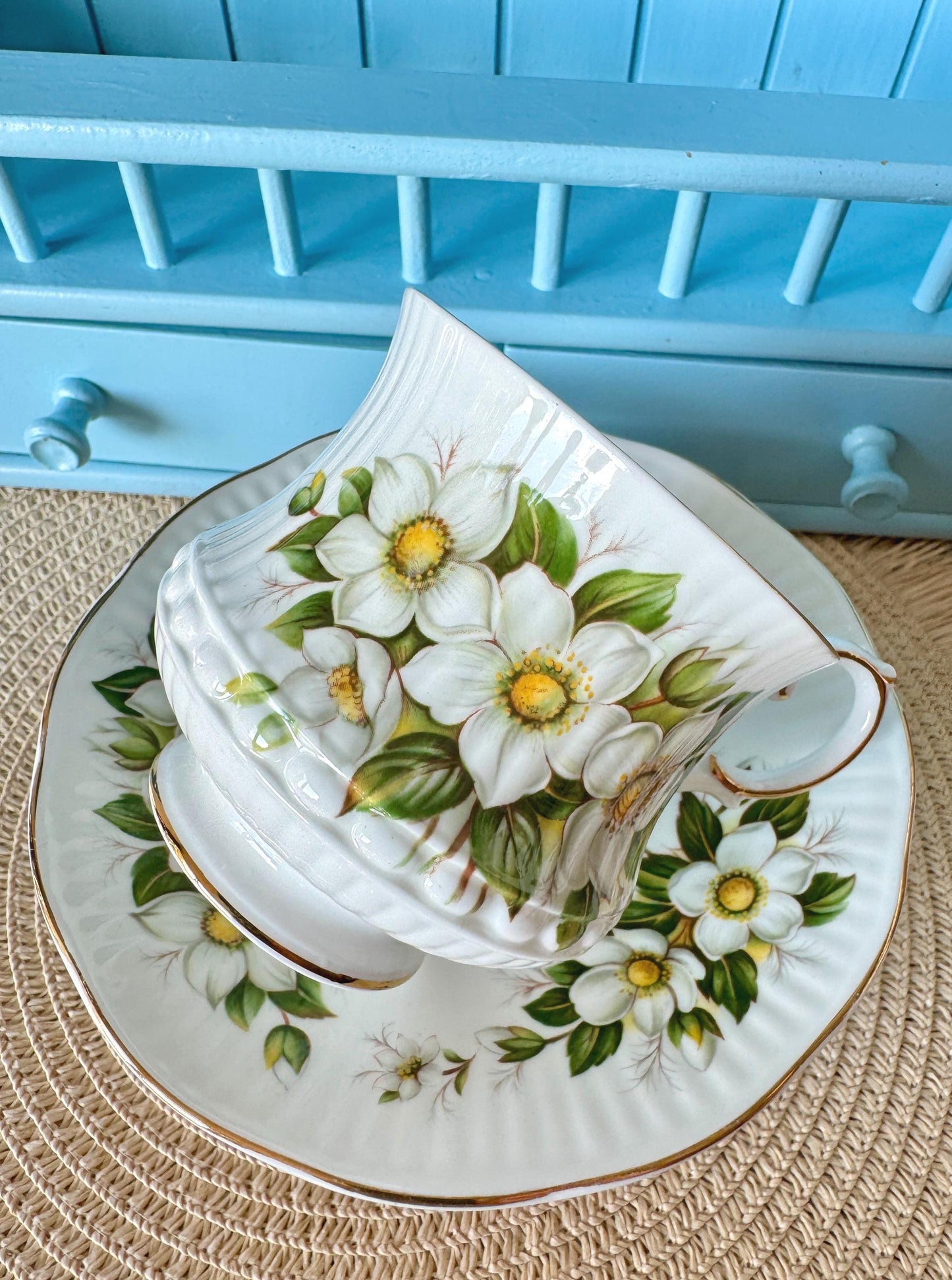 Vintage Queens Rosina Violet Floral Bone Tea Cup