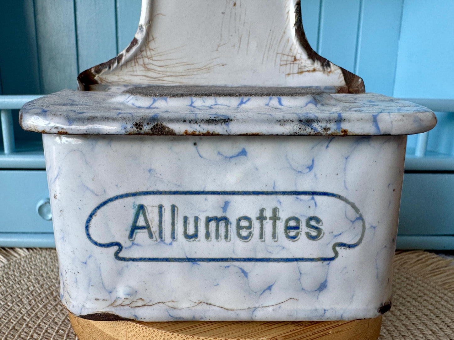 Antique French Enamelware Match Holder