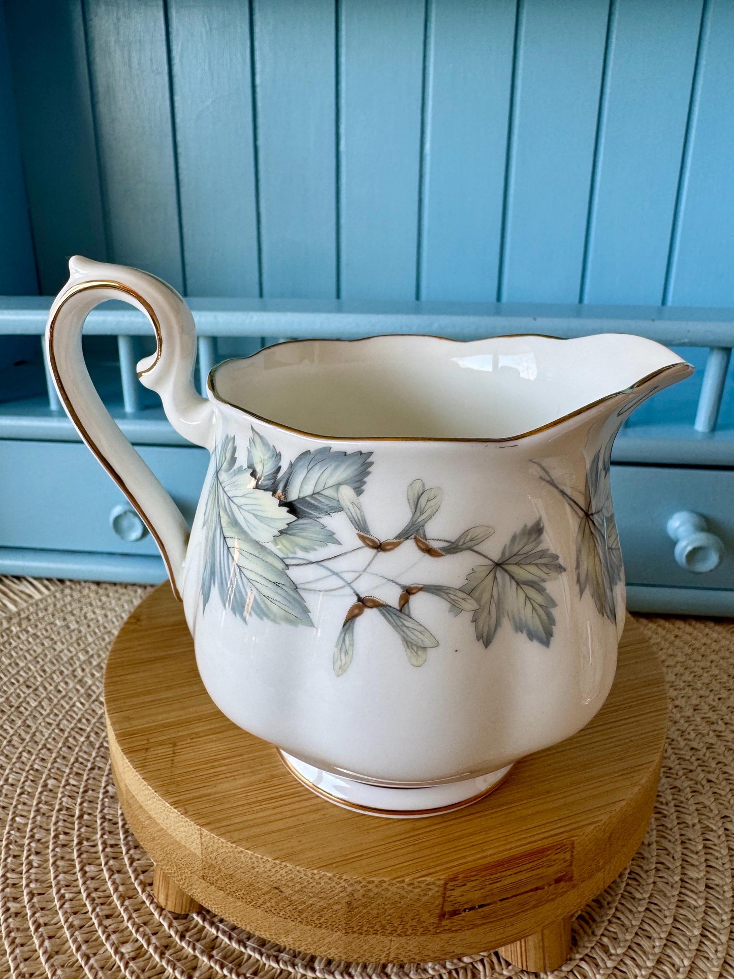 Very Rare Hard To Find "2 Cup" Royal Albert "Silver Maple" TeaPot, Small TeaPot, Bone China, Previously Owned, Gray Leaf Decor, England