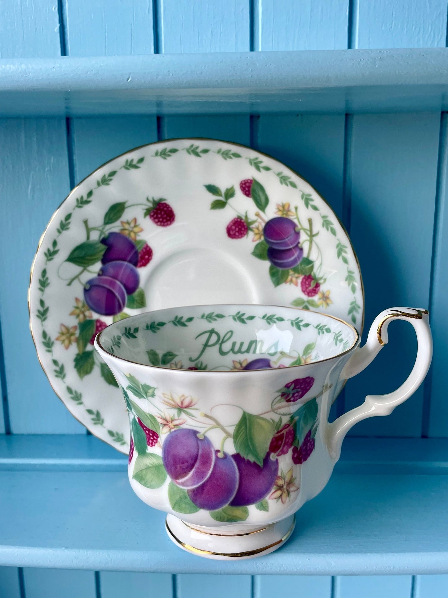 Vintage Royal Albert "Covent Garden Series "Male sized Teacup, Plum, Teacup and Saucer Set, Fine Bone China , Previously Loved, Made England