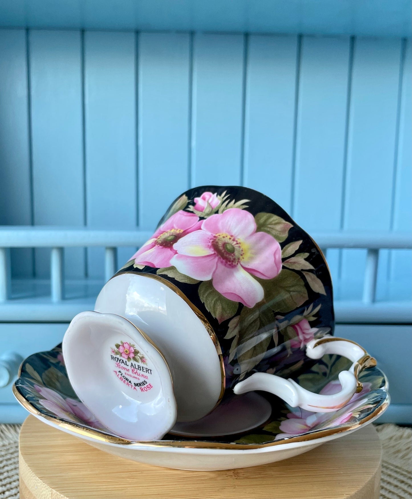 Vintage Royal Albert "Alberta Rose" Provincial Flowers TeaCup & Saucer, Fine Bone China, Previously Loved Vintage, Male Sized, Made England