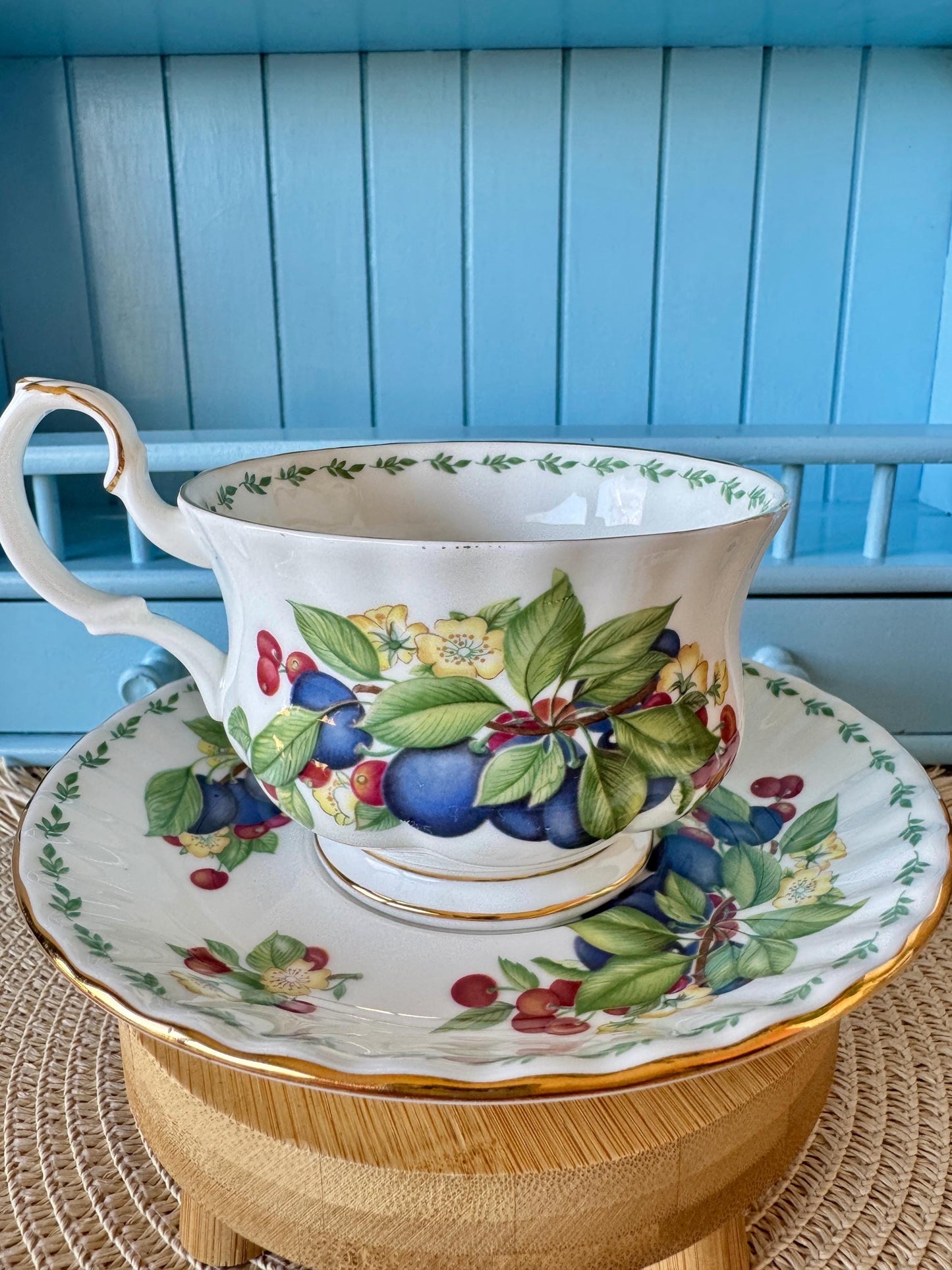 RARE Vintage Royal Albert "Covent Garden" Breakfast Set, Damsons, Cereal Breakfast Cup and Saucer, Bone China , Previously Loved, England