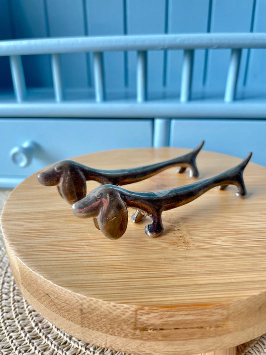 Beautiful Vintage Dachshund Silver Metal Knife Rests, Previously Loved French Antique, Collectors Item, Lovely Gift, Made In France In 1970