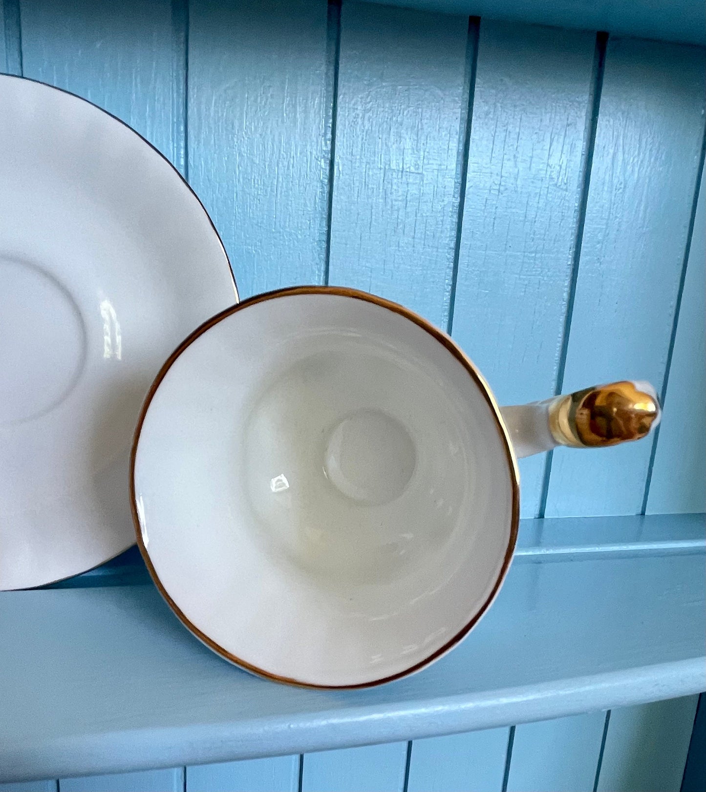 Vintage Crisp White Gold, Royal Albert "Val D'Or" Coffee Cup & Saucer, Bone China, Made In England, Previously Loved Vintage, High-Tea Party