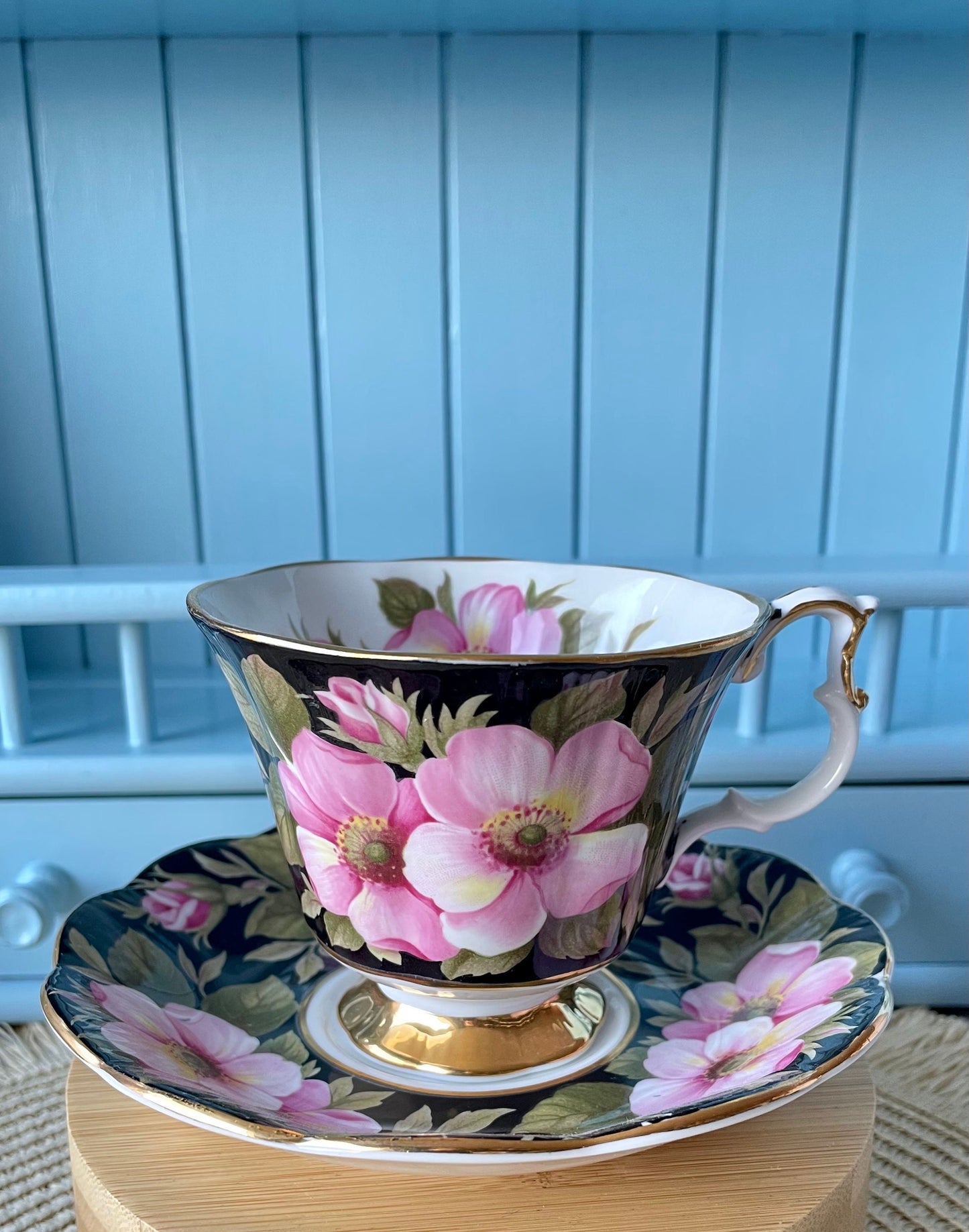 Vintage Royal Albert "Alberta Rose" Provincial Flowers TeaCup & Saucer, Fine Bone China, Previously Loved Vintage, Male Sized, Made England