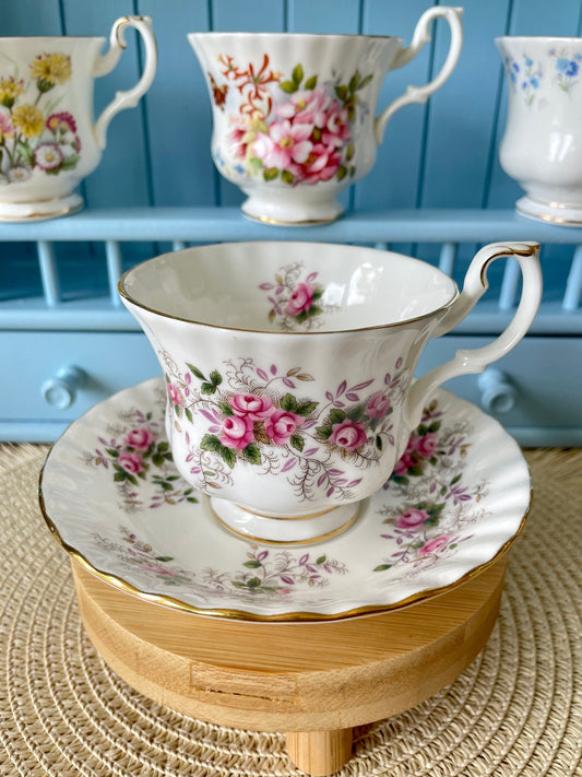 Vintage Royal Albert Lavender Rose, Male Sized TeaCup & Saucer, Fine Bone China, Made In England, HighTea Party, Previously Loved Tea Cup.
