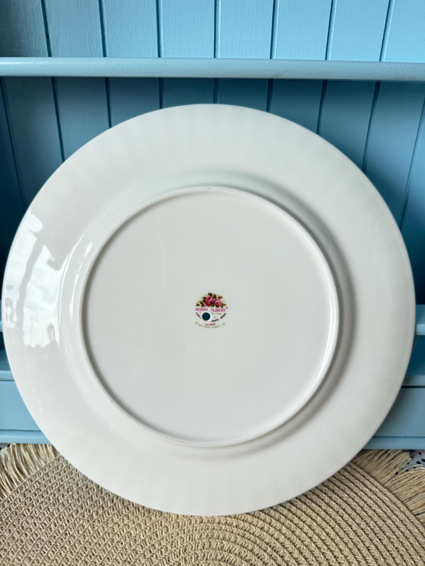 Royal Albert "Flower of the Month" June, Vintage 1-Tier Cake Stand, Bone China, 27 cm, Roses Pattern, For High Tea, Gift, Golden Handle, UK