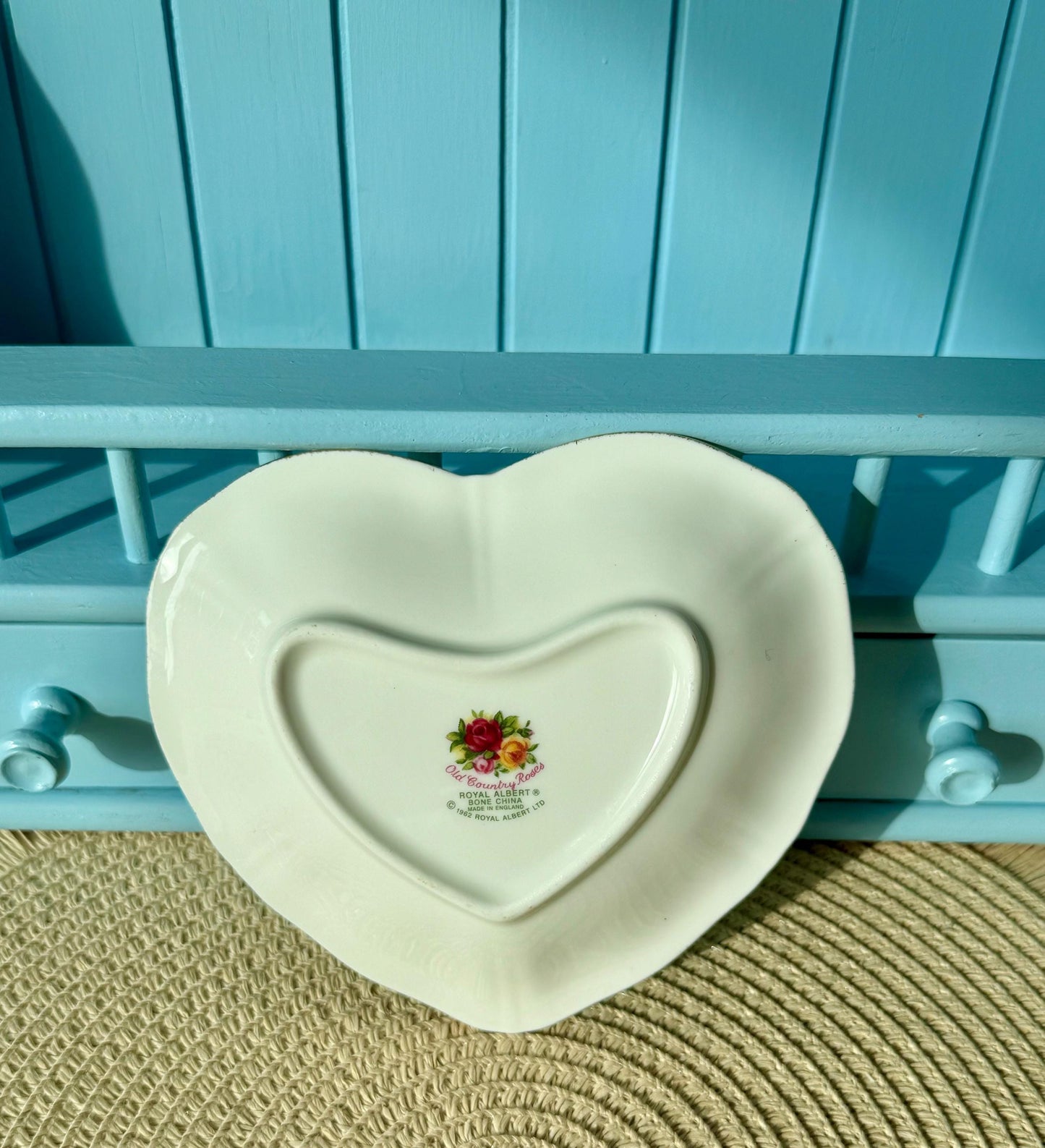 Vintage Royal Albert "Old Country Roses" Heart Shaped Dish, Happy Anniversary, Bone China, Heartfelt Anniversary Gift, Red Roses, England