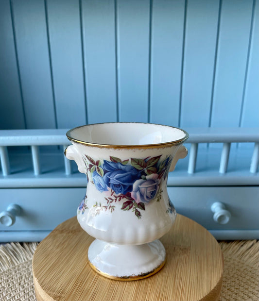 Captivating 'Moonlight Rose' Spoon Vase by Royal Albert - Vintage Floral Elegance, Vintage Spoon Vase, Blue Roses Decor, Made in England