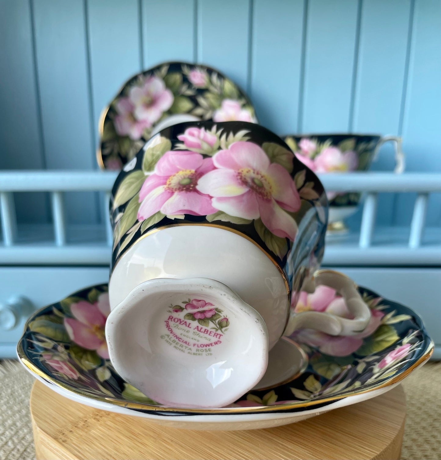 Vintage Royal Albert "Alberta Rose" Provincial Flowers TeaCup & Saucer, Fine Bone China Previously Loved, HighTea Party, Male And Female Set