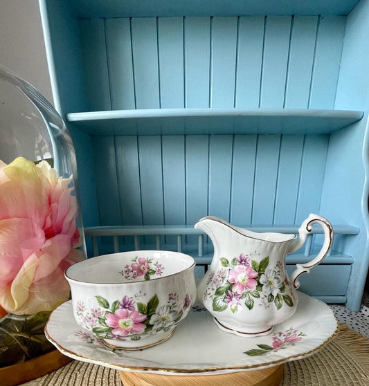 Super Cute Vintage 'Paragon' Flower Festival 3 Piece Creamer Set, Bone China, Previously Loved Creamer Set, Pink Floral Decor, Made England