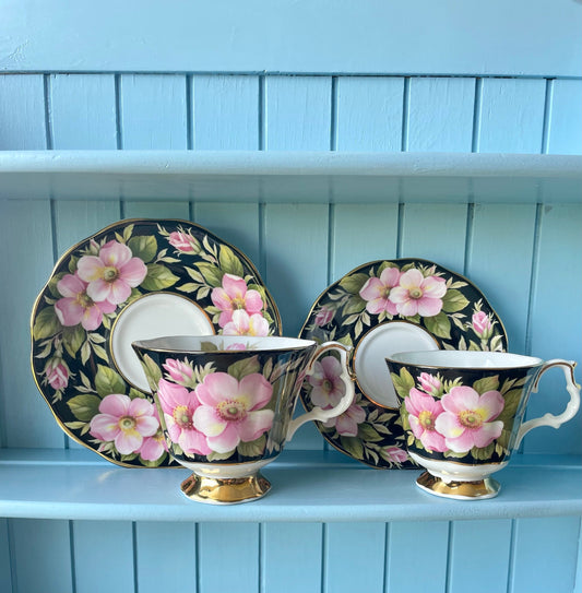 Vintage Royal Albert "Alberta Rose" Provincial Flowers TeaCup & Saucer, Fine Bone China Previously Loved, HighTea Party, Male And Female Set